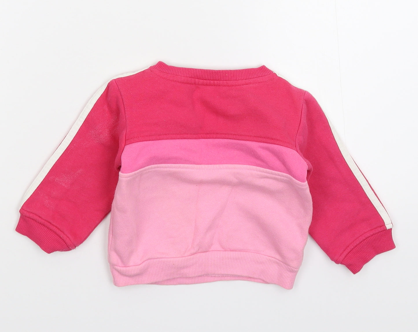 adidas Girls Pink Striped  Pullover Jumper Size 0-3 Months