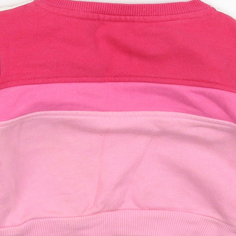 adidas Girls Pink Striped  Pullover Jumper Size 0-3 Months