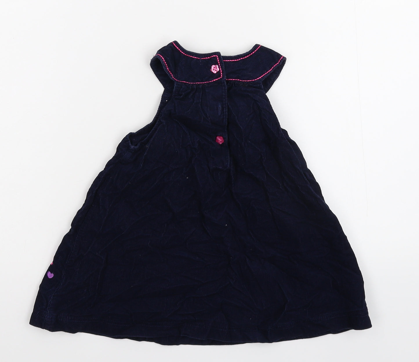 Cheeky monkey Girls Blue Floral Corduroy Fit & Flare  Size 12-18 Months