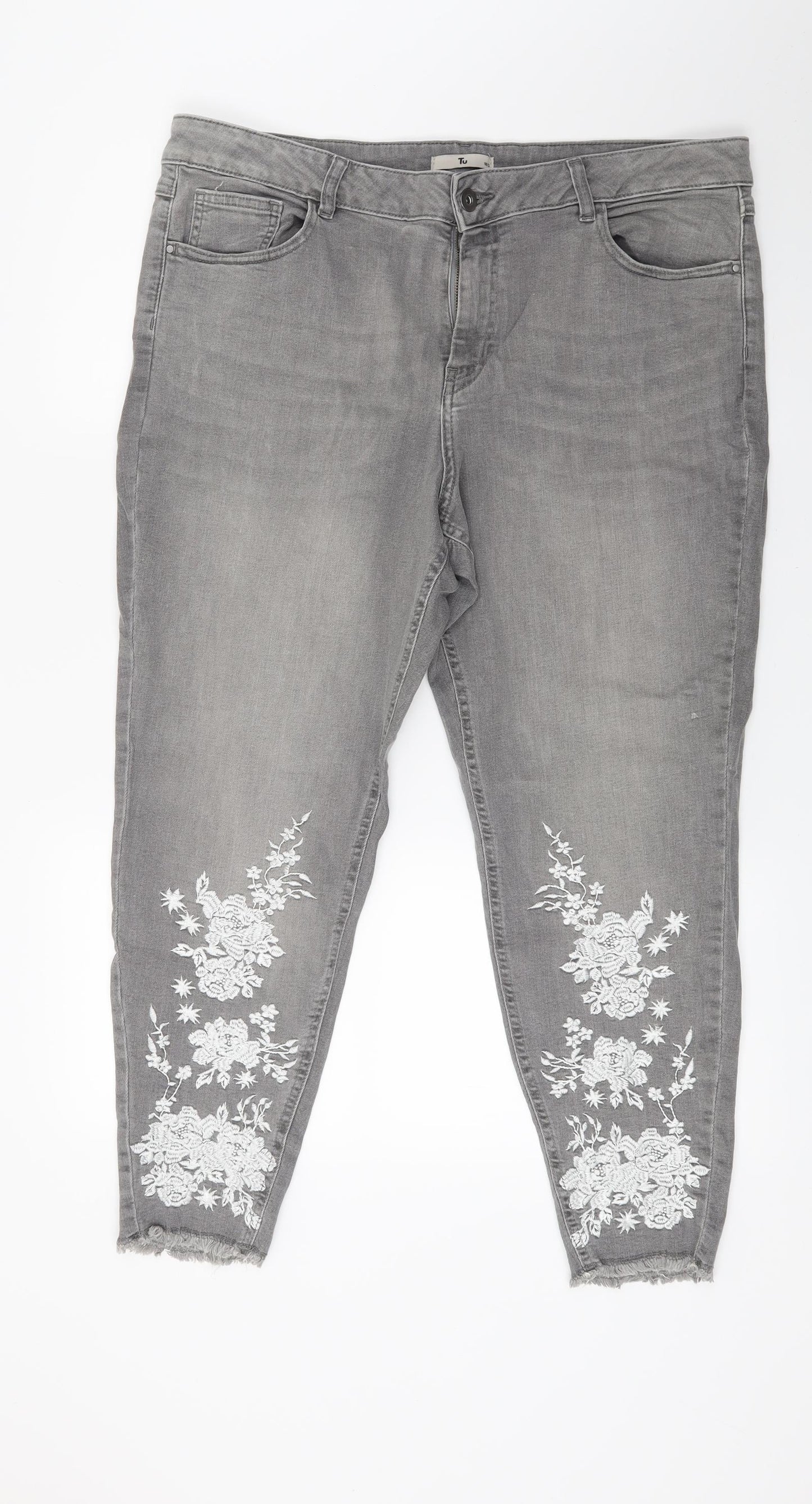TU Womens Grey  Denim Skinny Jeans Size 18 L23 in