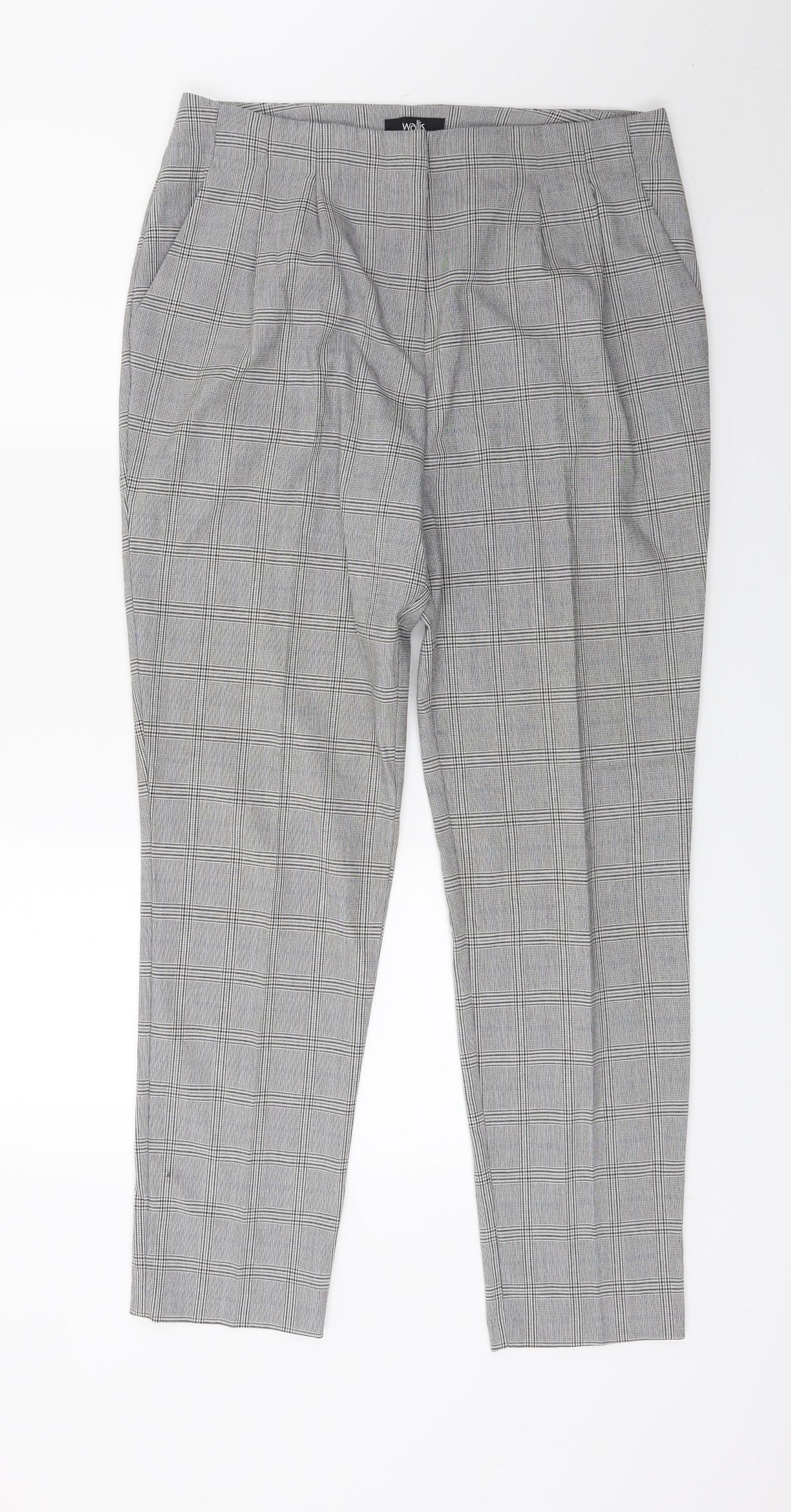 Wallis Womens Grey Check  Trousers  Size 10 L27 in