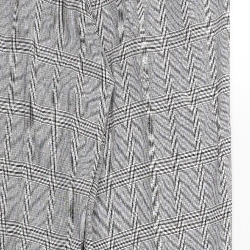 Wallis Womens Grey Check  Trousers  Size 10 L27 in