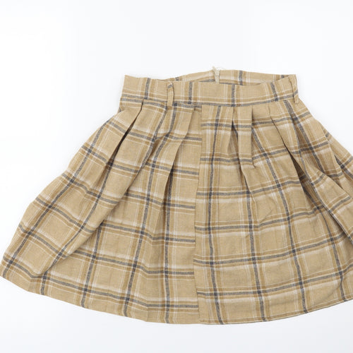 Preworn Womens Beige Check  Flare Skirt Size 26 in