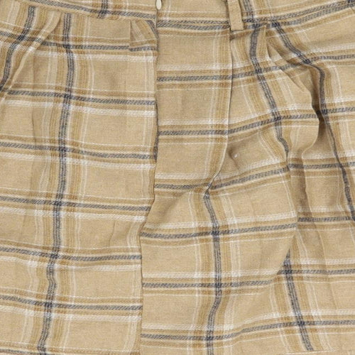 Preworn Womens Beige Check  Flare Skirt Size 26 in