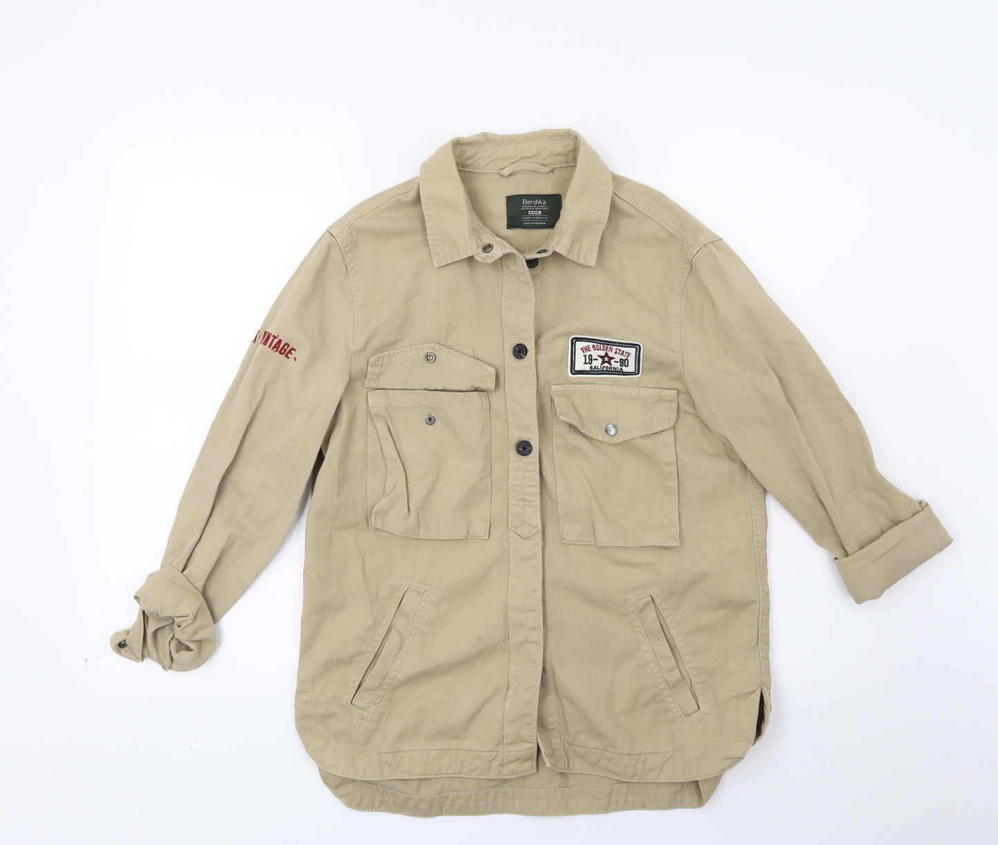 Bershka Womens Beige  Denim Basic Button-Up Size XS  - I'm Not for everyone