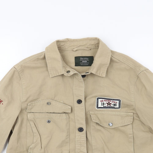 Bershka Womens Beige  Denim Basic Button-Up Size XS  - I'm Not for everyone