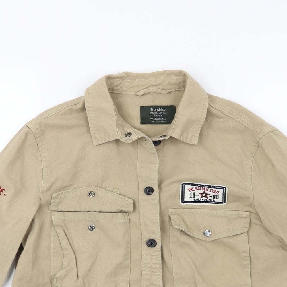 Bershka Womens Beige  Denim Basic Button-Up Size XS  - I'm Not for everyone