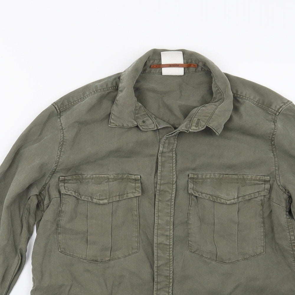 H&M Mens Green  Denim  Button-Up Size XS