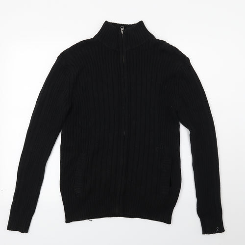 Ceader wood state Mens Black  Knit Full Zip Jumper Size M