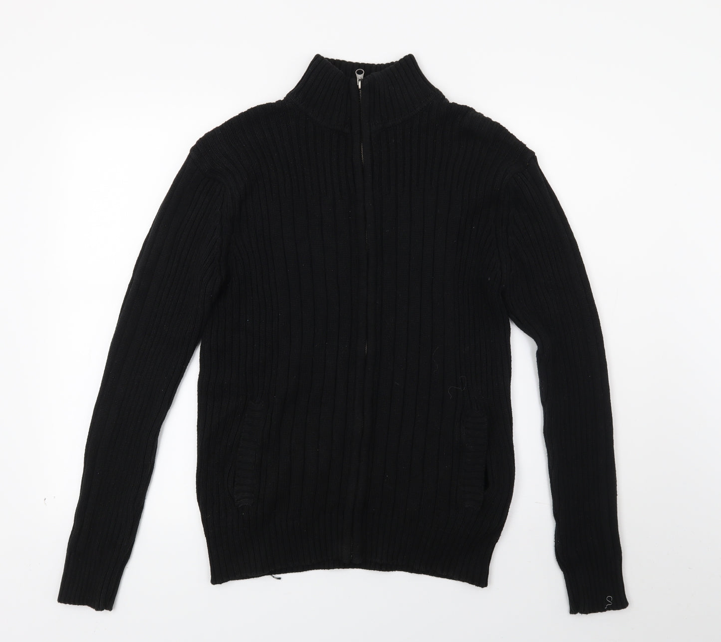 Ceader wood state Mens Black  Knit Full Zip Jumper Size M