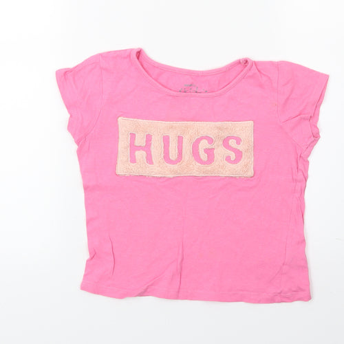 Pep&co Girls Pink   Basic T-Shirt Size 5-6 Years  - Hugs