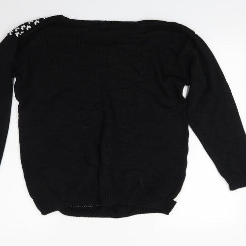 Moda Womens Black  Knit Pullover Jumper Size M  - Christmas Jumper