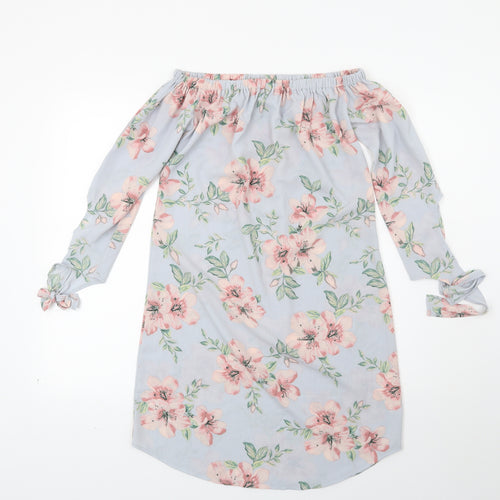 New Look Womens Blue Floral  A-Line  Size 8