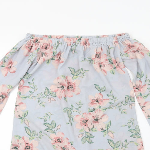 New Look Womens Blue Floral  A-Line  Size 8