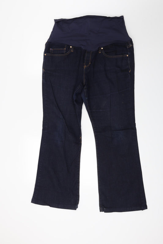 Front view of Gap women’s blue bootcut jeans, size UK 12, 27.5-inch leg