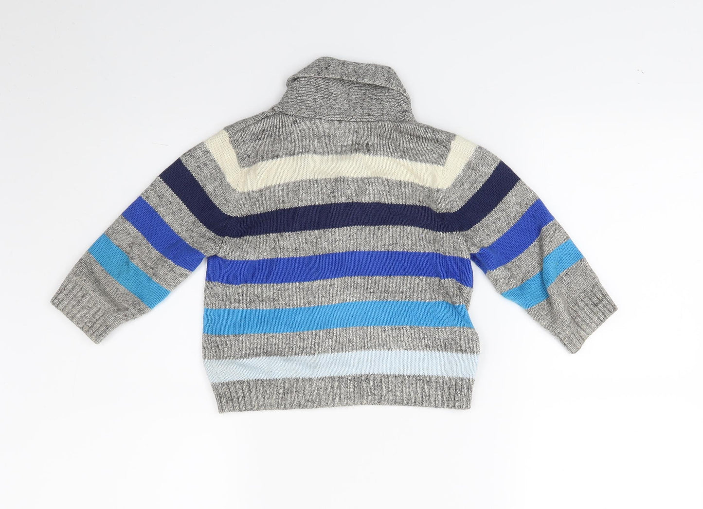 Gap Boys Grey Striped  Cardigan Jumper Size 2 Years