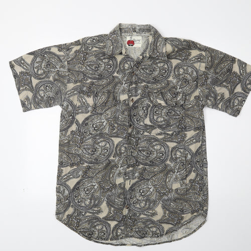 Dezikey Mens Brown Paisley   Button-Up Size S