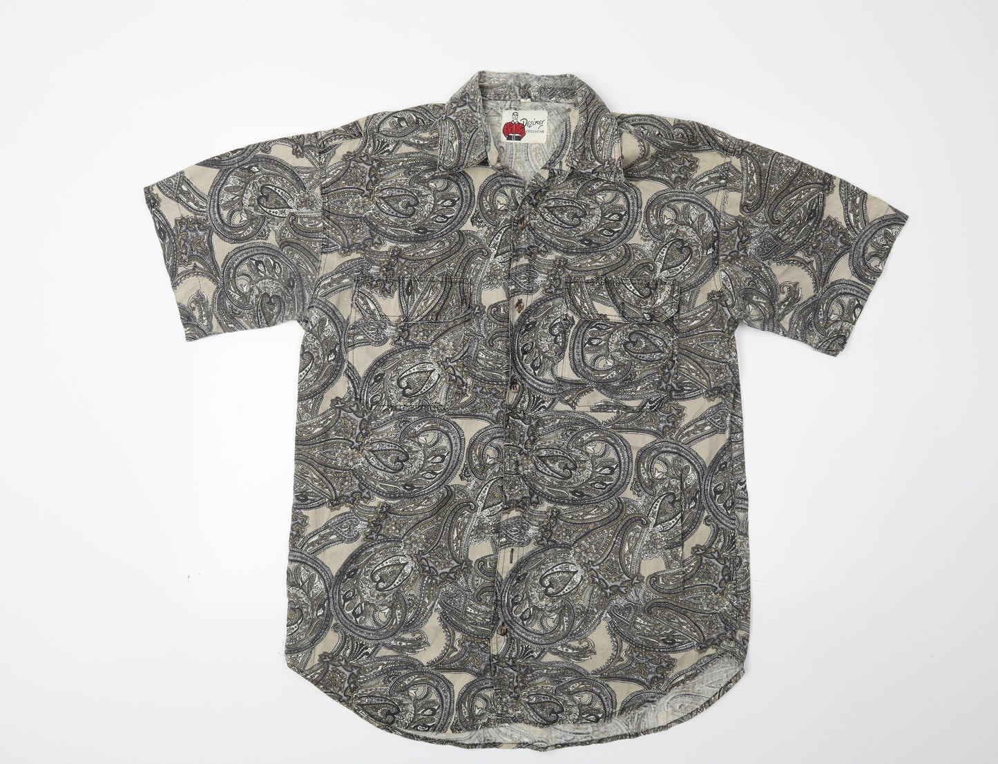 Dezikey Mens Brown Paisley   Button-Up Size S