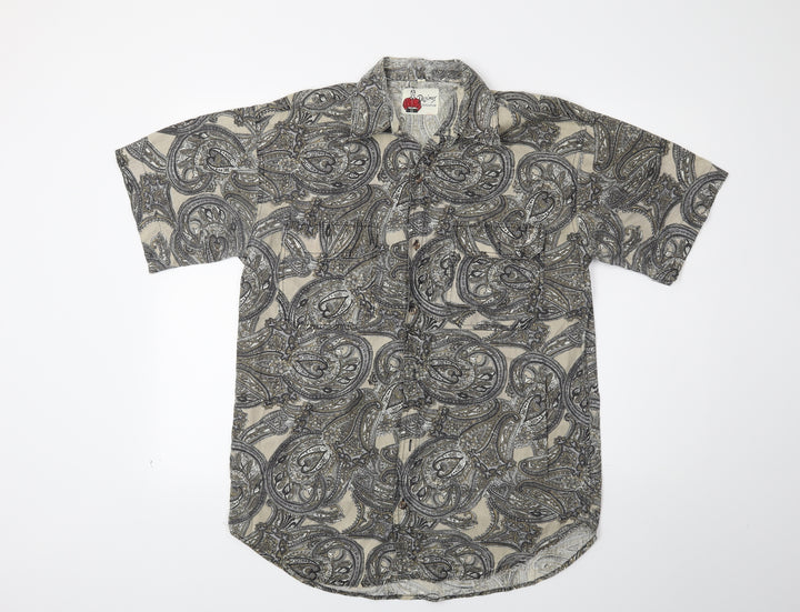 Dezikey Mens Brown Paisley   Button-Up Size S