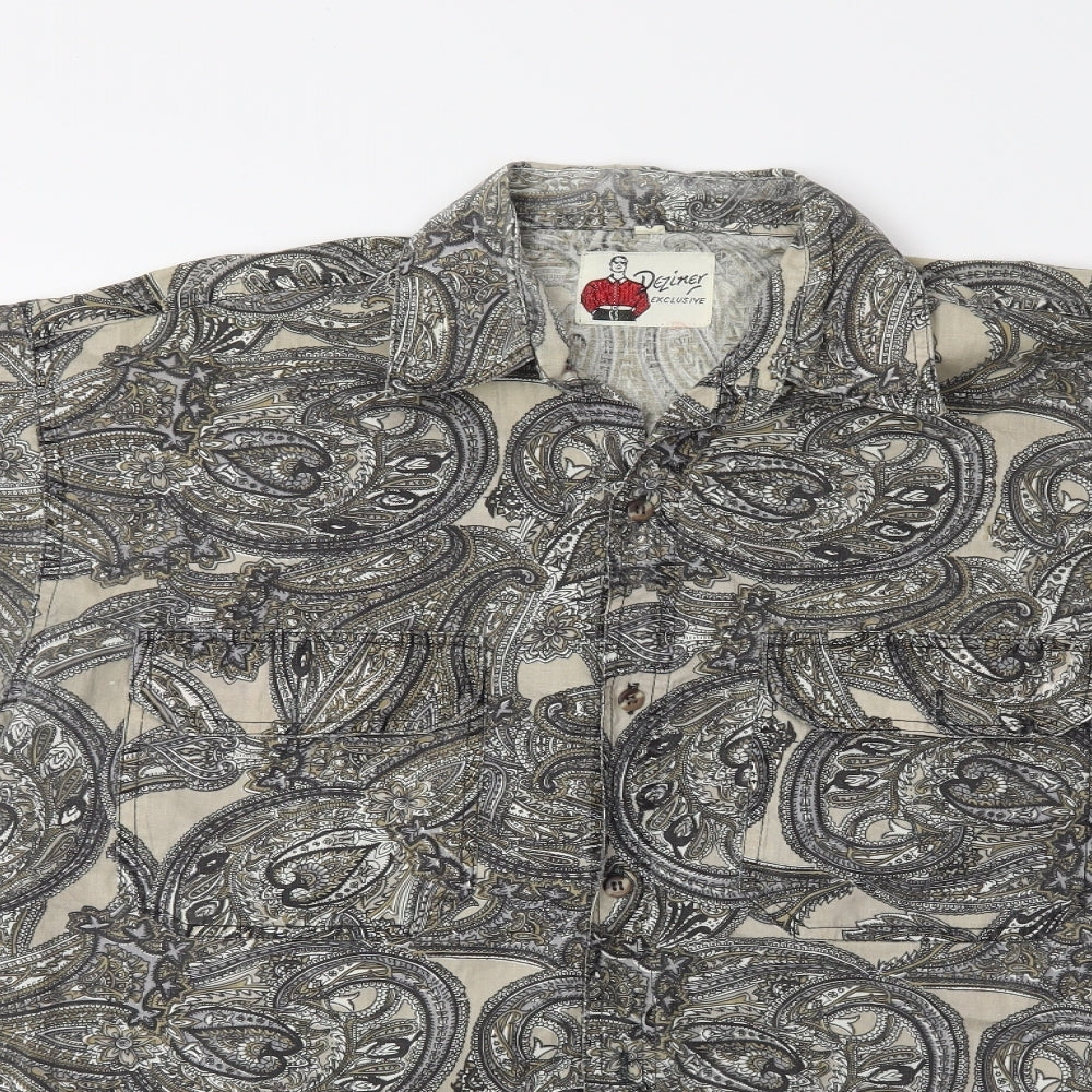 Dezikey Mens Brown Paisley   Button-Up Size S