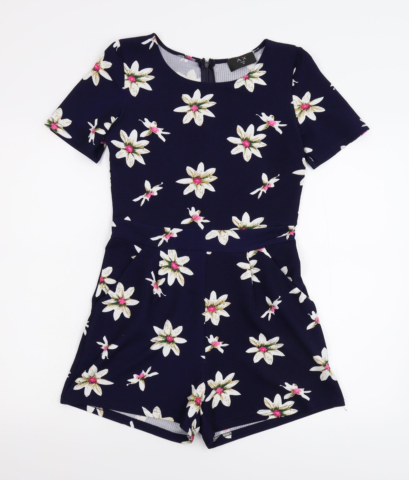 AX Womens Blue Floral  Playsuit One-Piece Size 10