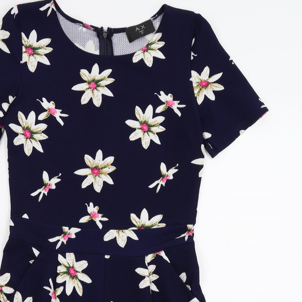 AX Womens Blue Floral  Playsuit One-Piece Size 10