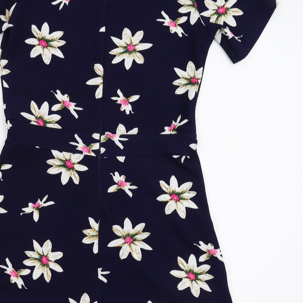 AX Womens Blue Floral  Playsuit One-Piece Size 10