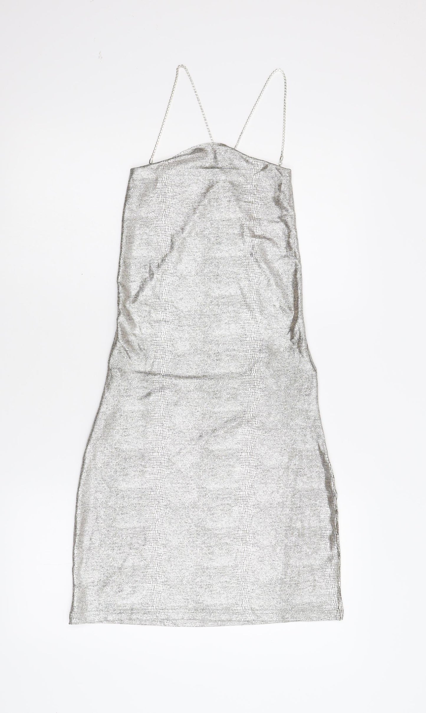 SheIn Womens Silver Animal Print  Mini  Size S  - Metallic with Diamante Straps