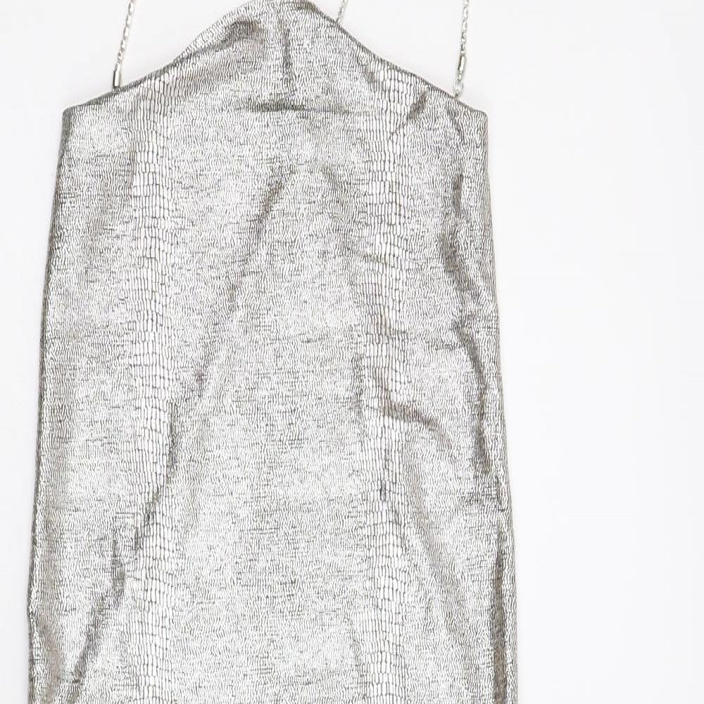 SheIn Womens Silver Animal Print  Mini  Size S  - Metallic with Diamante Straps