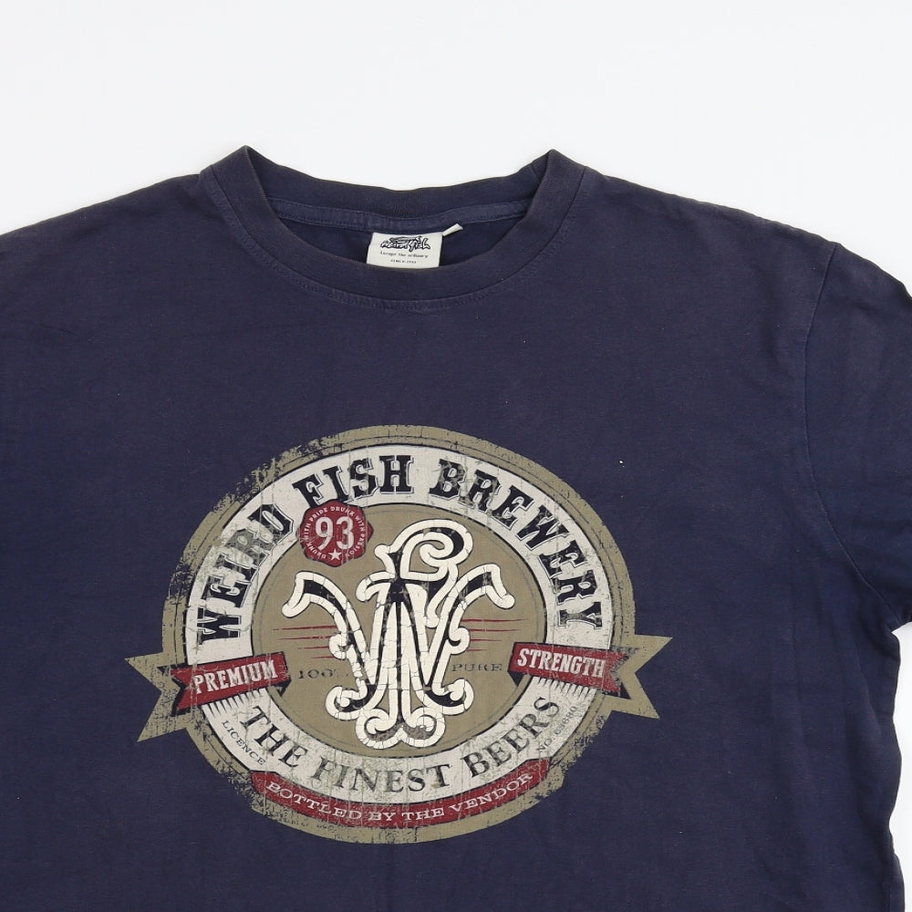 Weird Fish Mens Blue  Flannel  T-Shirt Size M
