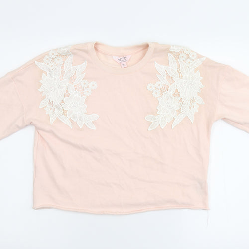 Petities Womens Pink Floral  Pullover Sweatshirt Size 10