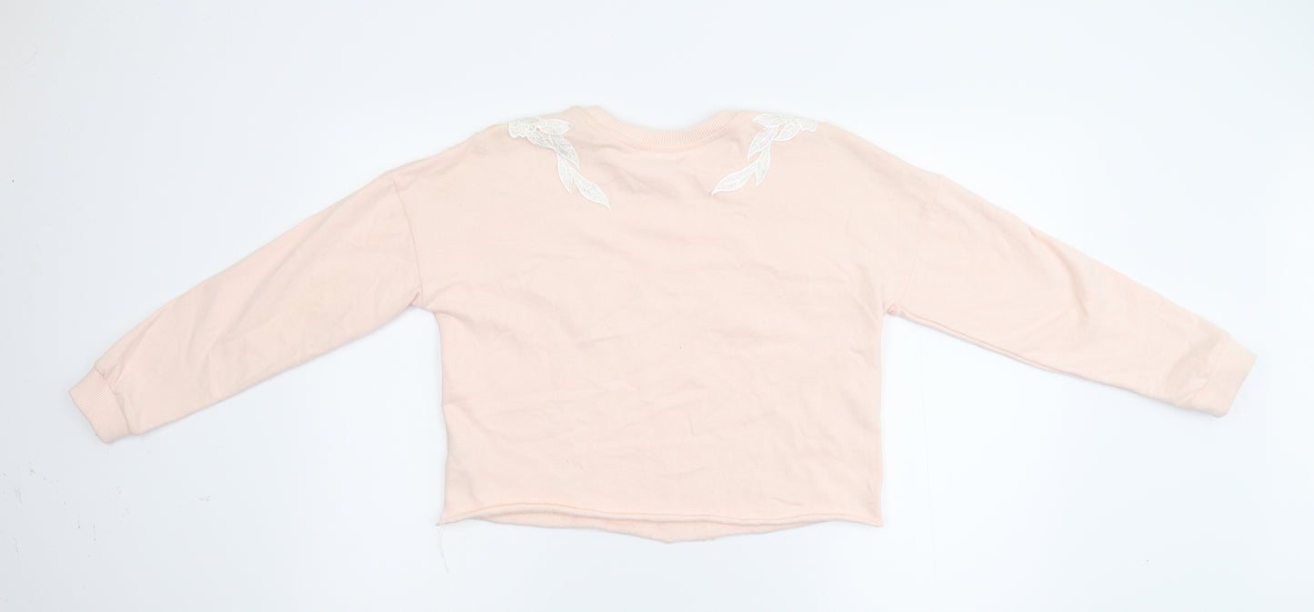 Petities Womens Pink Floral  Pullover Sweatshirt Size 10