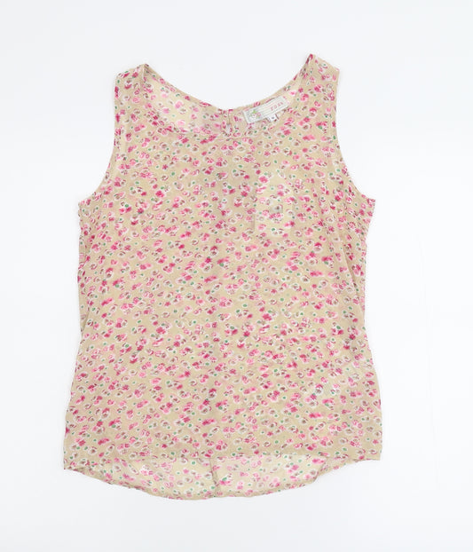 Front view of Cameo Rose women’s multicoloured floral basic tank, size UK 10