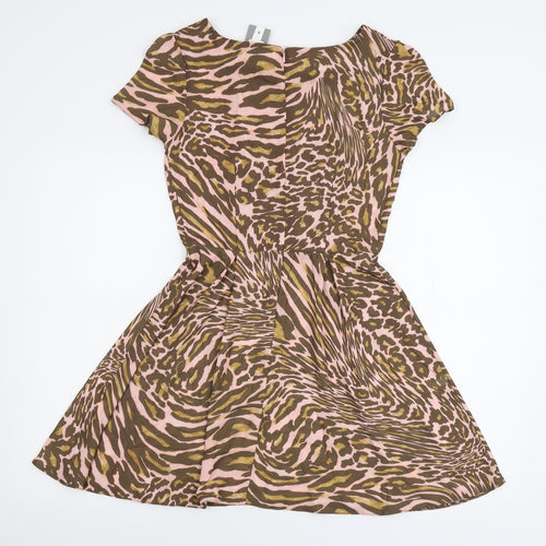 Love Womens Multicoloured Animal Print  Skater Dress  Size S