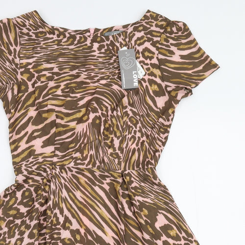 Love Womens Multicoloured Animal Print  Skater Dress  Size S