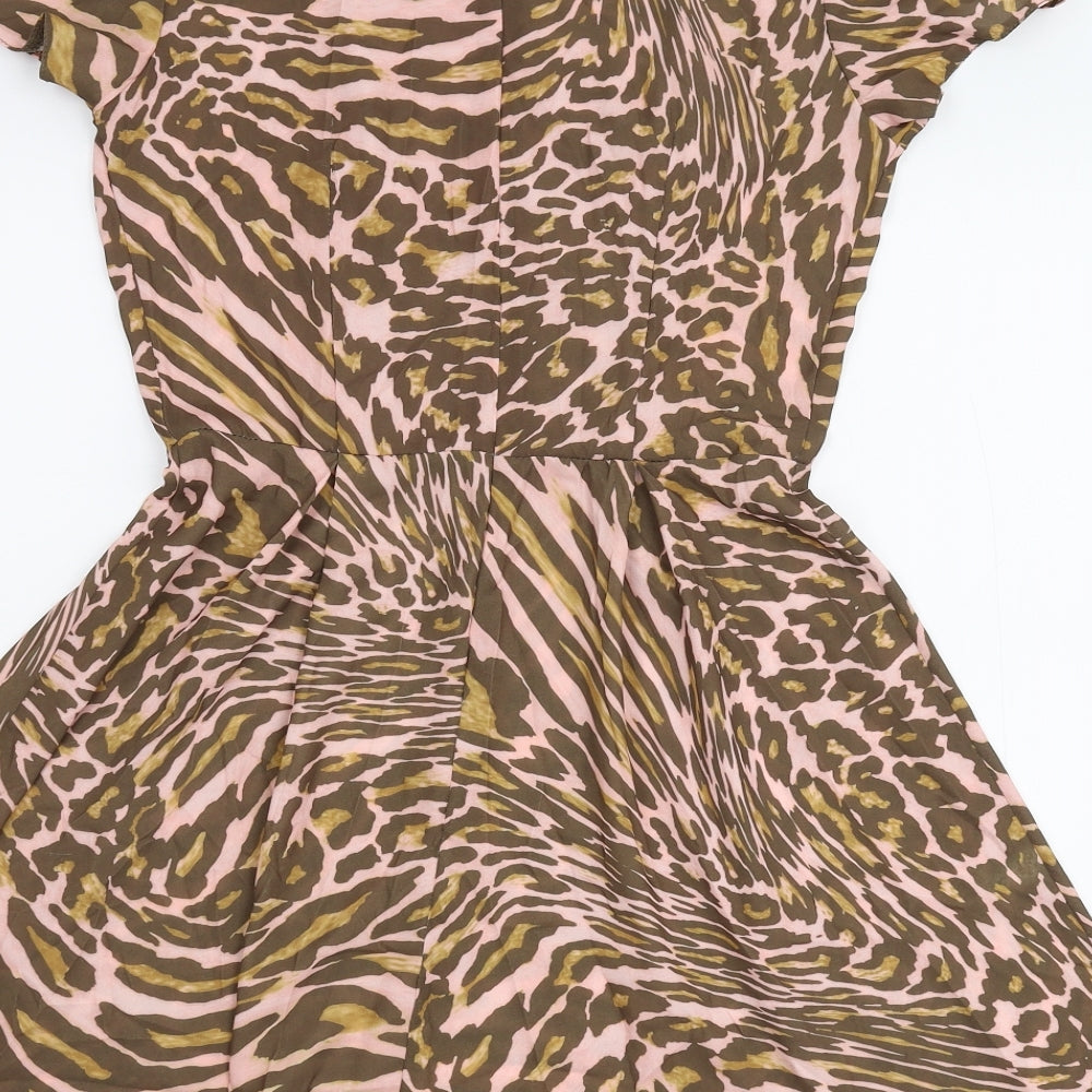 Love Womens Multicoloured Animal Print  Skater Dress  Size S