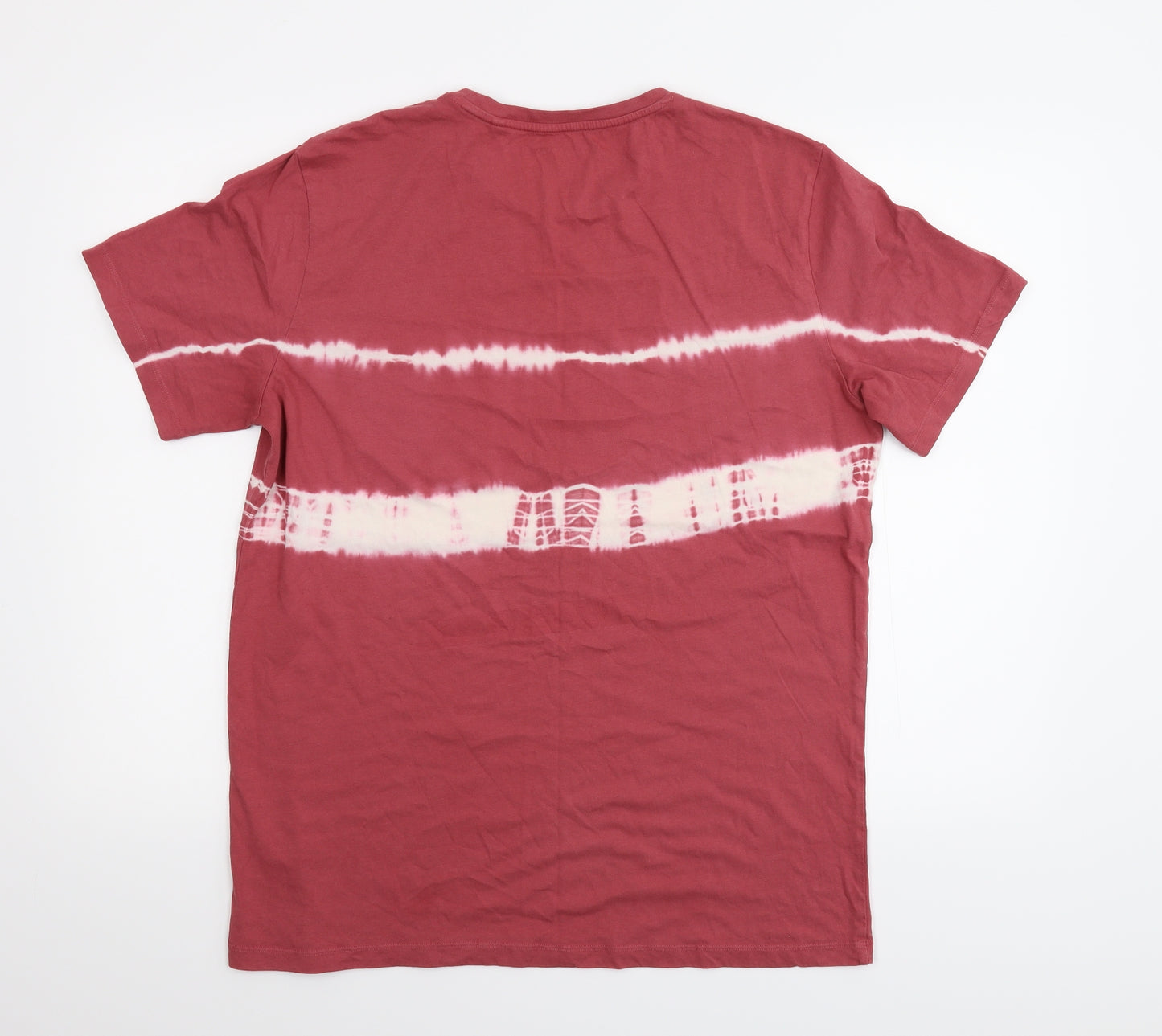 George Mens Red Striped   T-Shirt Size M  - Tie-Dye