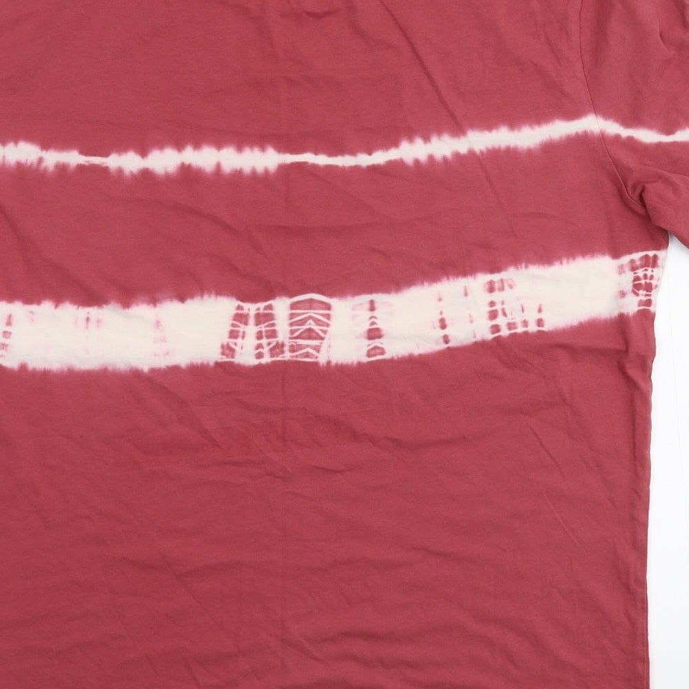 George Mens Red Striped   T-Shirt Size M  - Tie-Dye
