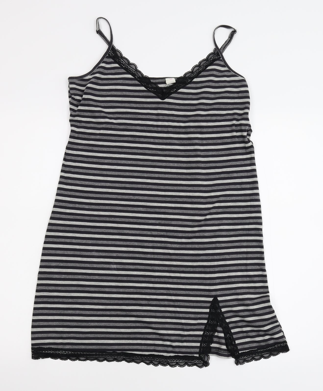 Closer with Evie Womens Grey Striped Jersey Cami Nightshirt Size 14