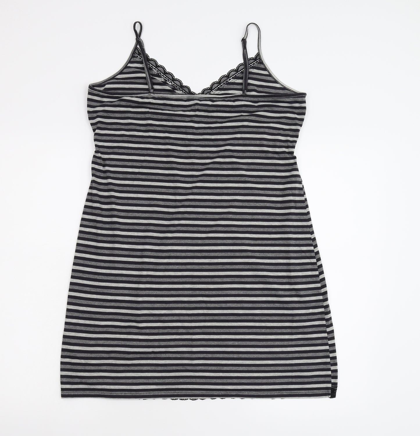 Closer with Evie Womens Grey Striped Jersey Cami Nightshirt Size 14