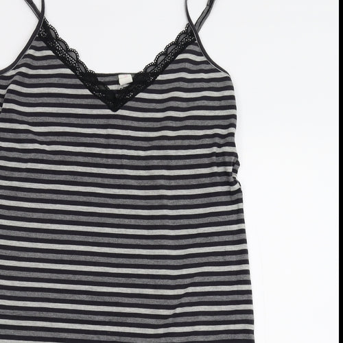 Closer with Evie Womens Grey Striped Jersey Cami Nightshirt Size 14