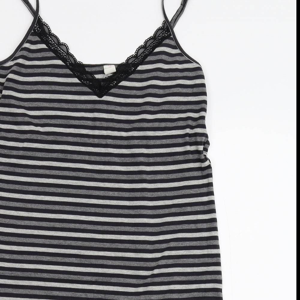 Closer with Evie Womens Grey Striped Jersey Cami Nightshirt Size 14
