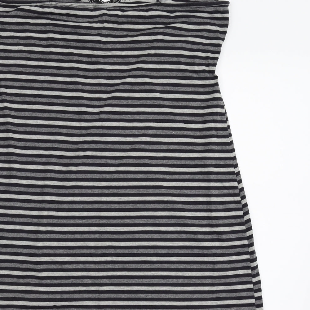 Closer with Evie Womens Grey Striped Jersey Cami Nightshirt Size 14