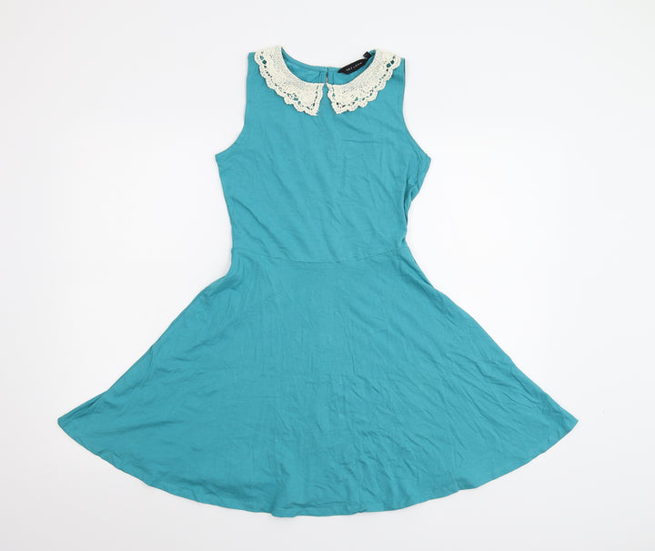 New Look Womens Blue Jersey Skater Dress Size 8