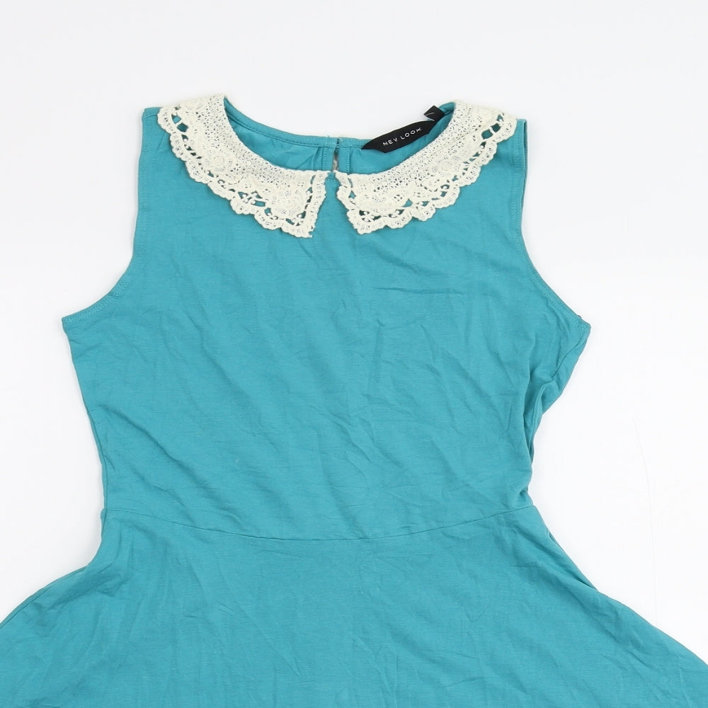 New Look Womens Blue  Jersey Skater Dress  Size 8