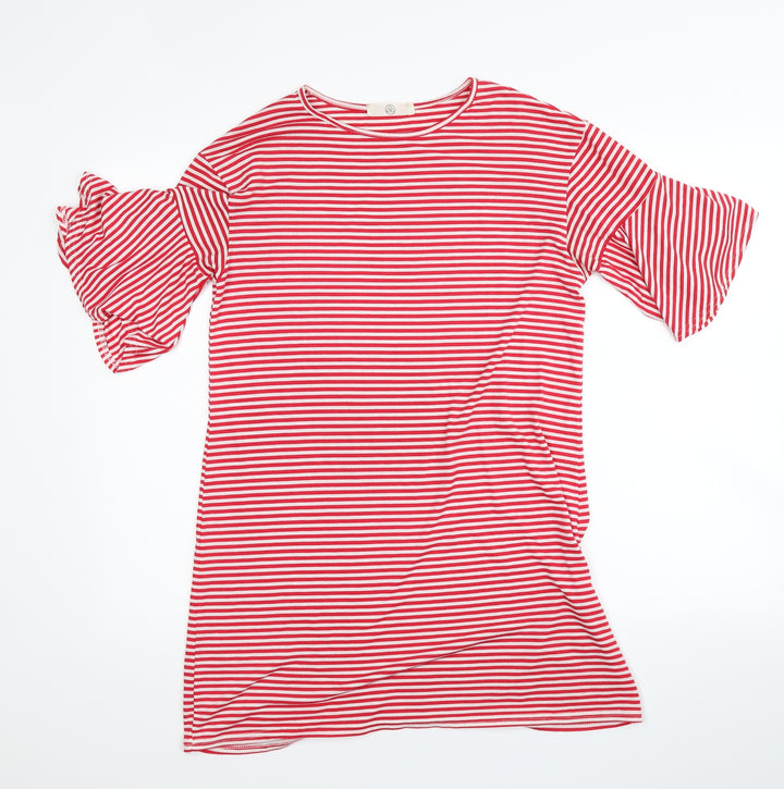 Missguided Womens Red Striped A-Line Size 8