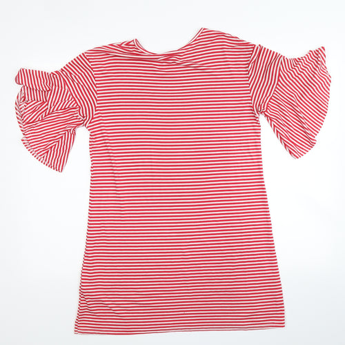Missguided Womens Red Striped  A-Line  Size 8