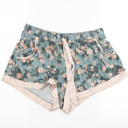 Love to Lounge Womens Green Floral  Hot Pants Shorts Size S