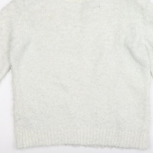 Dorothy Perkins Womens White   Pullover Jumper Size 8  - beads on shoulders