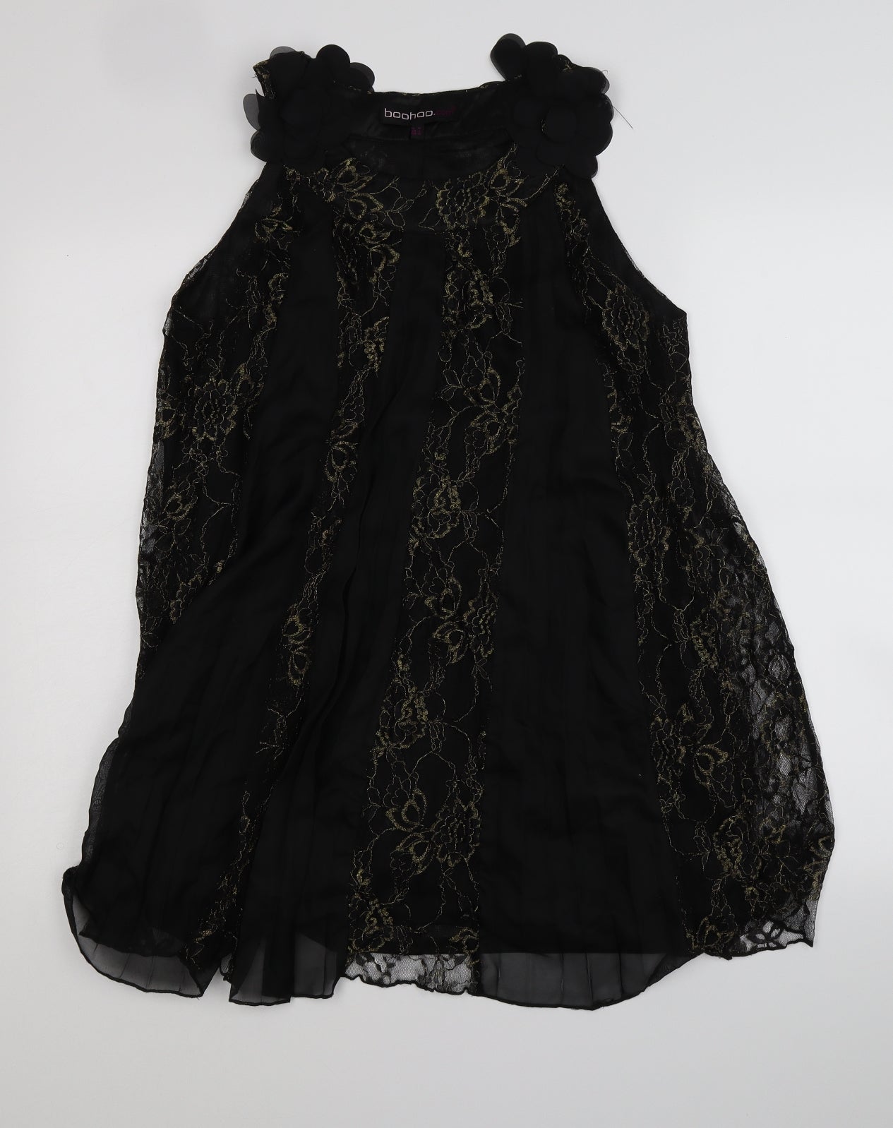 Boohoo Womens Black Floral  A-Line  Size 14